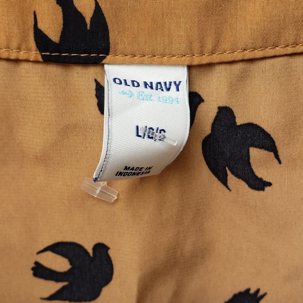 Old Navy Tan & Black Bird Print Cap Sleeve Dress - Large - Picture 6 of 9